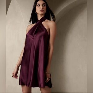 Banana Republic satin halter dress
